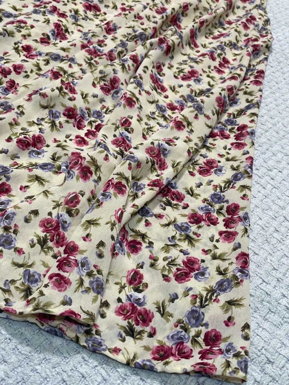 Women’s Vintage G•S•L Cream/Off White Purple Pink Floral Full Maxi Skirt Size 7 - Picture 3 of 11